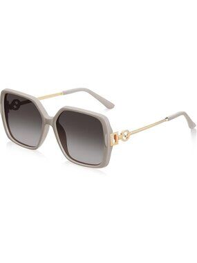 Women's Retro Milk Gray Gold Oversized Vintage Style Sun Glasses UV Protection